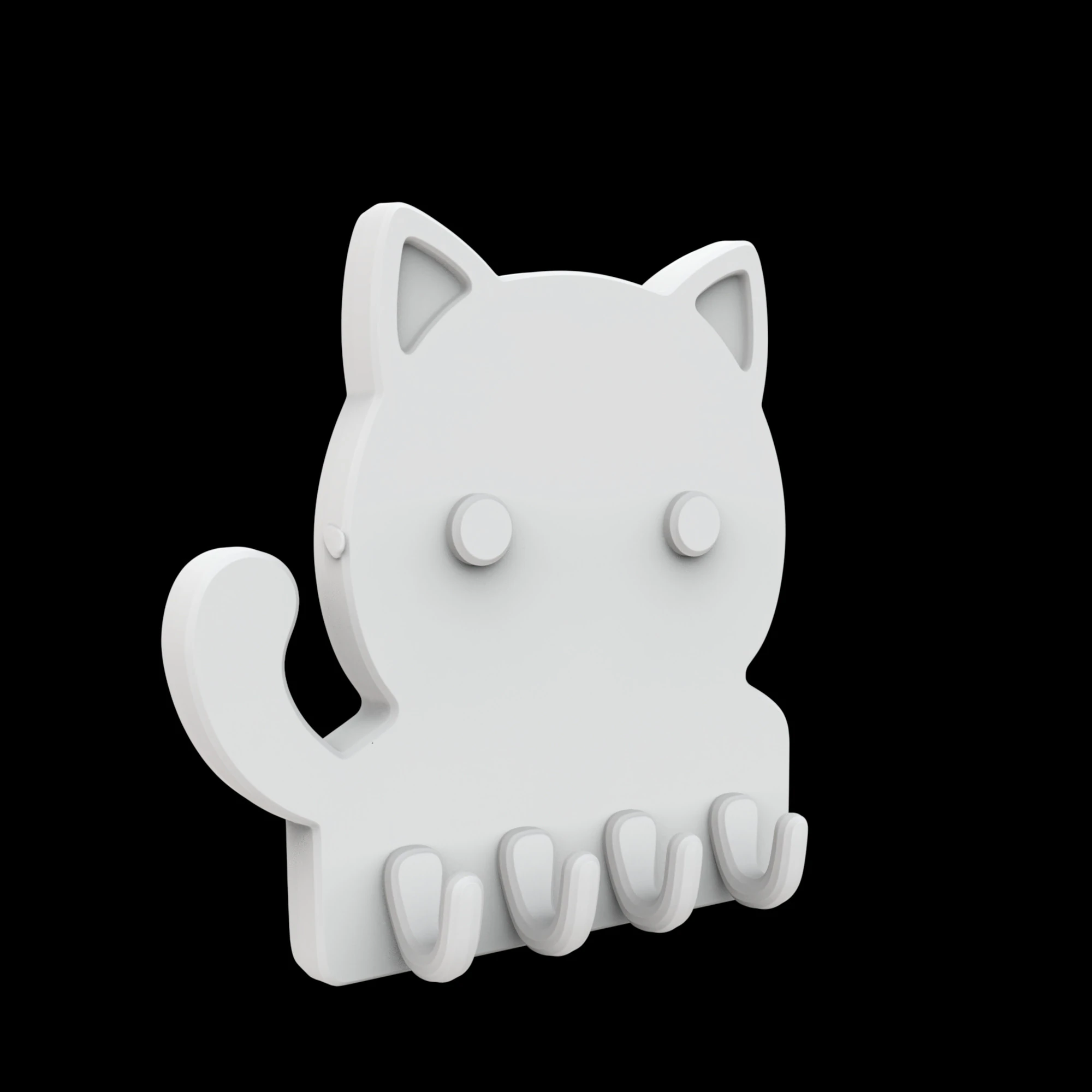 Cute Cat Key Holder 3D Printable Model 3D Print Model .c4d .max .obj .3ds .fbx .stl .blend 