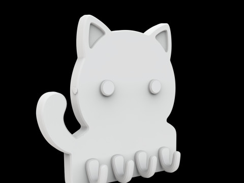 Cute Cat Key Holder 3D Printable Model Modèles 3D en vedette