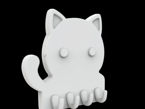 Modelo para impress&atilde;o 3D de porta-chaves de gato fofo Modelo de Impressão 3D