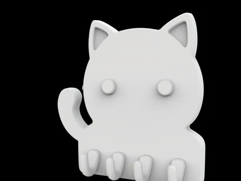 Cute Cat Key Holder 3D Printable Model 3D Print Model