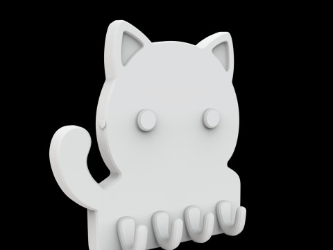 Cute Cat Key Holder 3D Printable Model Model Cetak 3D