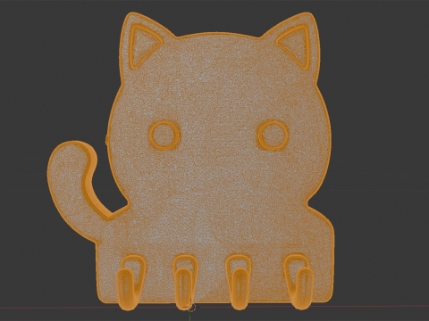Cute Cat Key Holder 3D Printable Model Model Cetak 3D