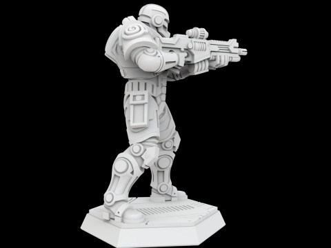 Cyberpunk Soldier 3D Printable Miniature Model Cetak 3D