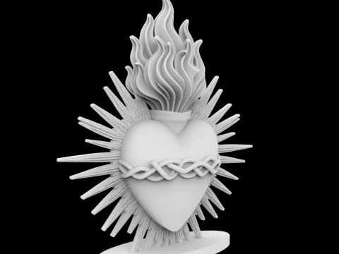 Modello stampabile 3D dell'icona del Sacro Cuore di Ges&ugrave; Modello di stampa 3D