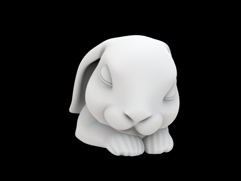 Sleeping Bunny Sculpture 3D Printable Model 3D Принт Модель