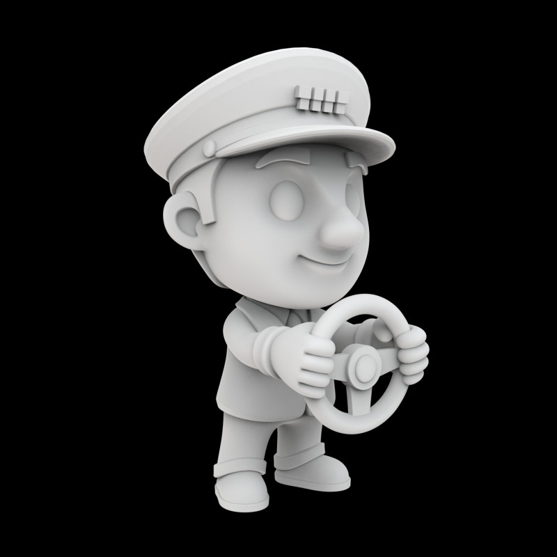 Taxi Driver Cartoon Character 3D Printable Model 3D प्रिंट मॉडल .c4d .max .obj .3ds .fbx .stl .blend 