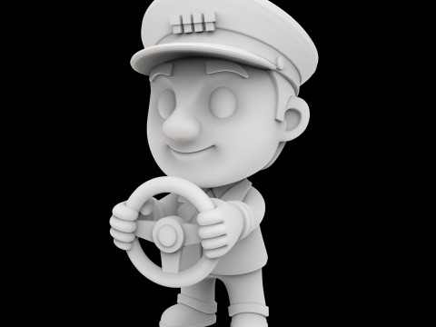 Taxi Driver Cartoon Character 3D Printable Model 3D प्रिंट मॉडल