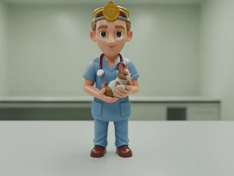 Dierenarts stripfiguur 3D printbaar model 3D printmodel
