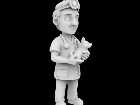 Veterinarian Cartoon Character 3D Printable Model 3D Print Model
