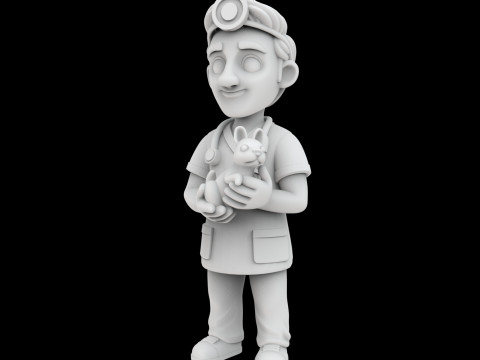 Veterinarian Cartoon Character 3D Printable Model 3D Print Model