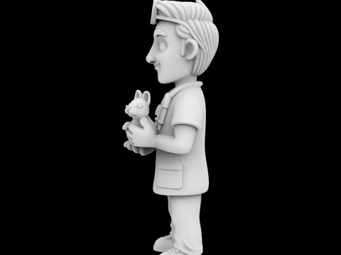 Veterinarian Cartoon Character 3D Printable Model 3D Print Model