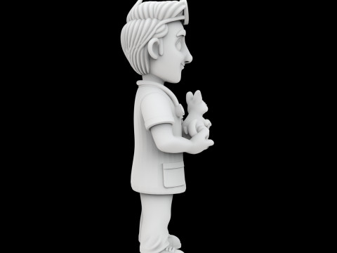 Veterinarian Cartoon Character 3D Printable Model 3D Print Model