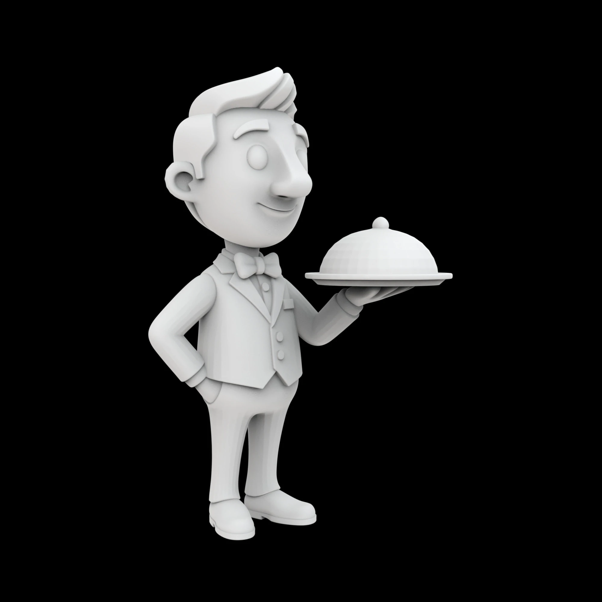 Waiter Cartoon Character 3D Printable Model vi 3D Print Model .c4d .max .obj .3ds .fbx .stl .blend 