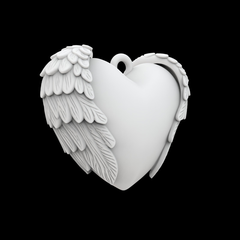 Winged Heart Pendant 3D Printable Model 3D 打印模型 .c4d .max .obj .3ds .fbx .stl .blend 