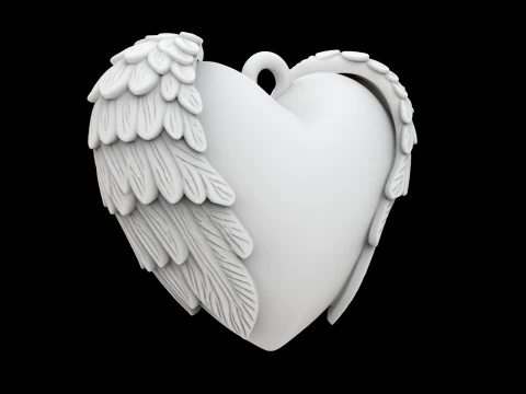 Winged Heart Pendant 3D Printable Model 3D Print Model