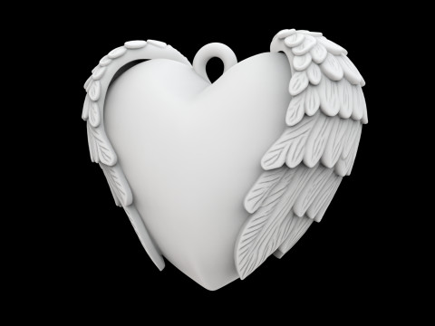 Winged Heart Pendant 3D Printable Model 3D 打印模型