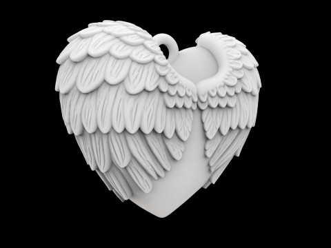 Winged Heart Pendant 3D Printable Model 3D 打印模型