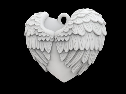 Winged Heart Pendant 3D Printable Model 3D 打印模型