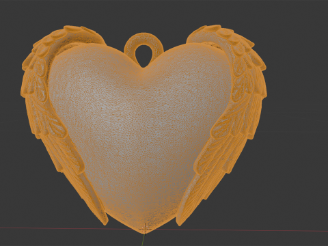 Winged Heart Pendant 3D Printable Model 3D 打印模型