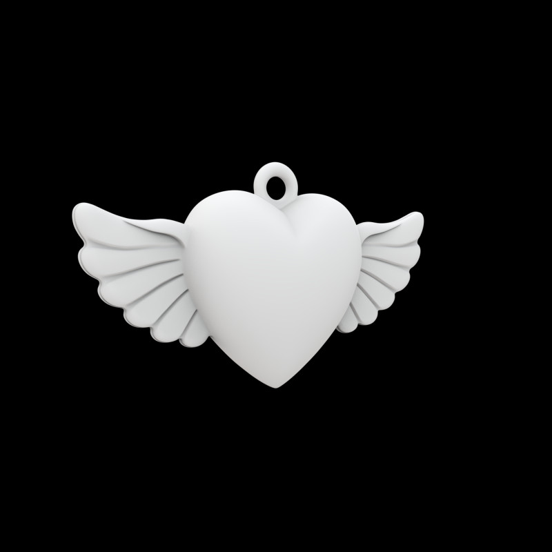 Winged Heart Pendant 3D Printable Model Modèles 3D en vedette .c4d .max .obj .3ds .fbx .stl .blend 