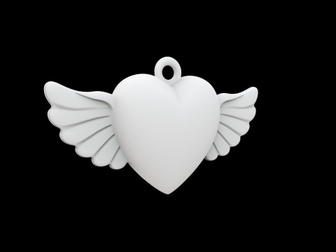 Winged Heart Pendant 3D Printable Model 3D Druckmodell