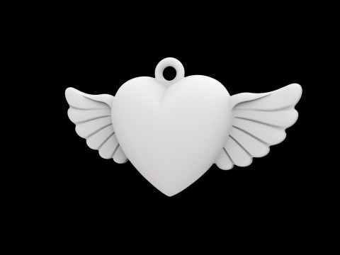 Winged Heart Pendant 3D Printable Model Modèles 3D en vedette