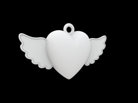 Winged Heart Pendant 3D Printable Model Modèles 3D en vedette