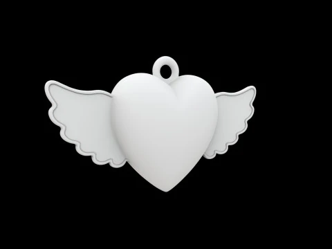 Winged Heart Pendant 3D Printable Model 3D Print Model