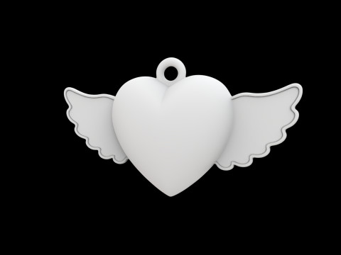 Winged Heart Pendant 3D Printable Model Modèles 3D en vedette