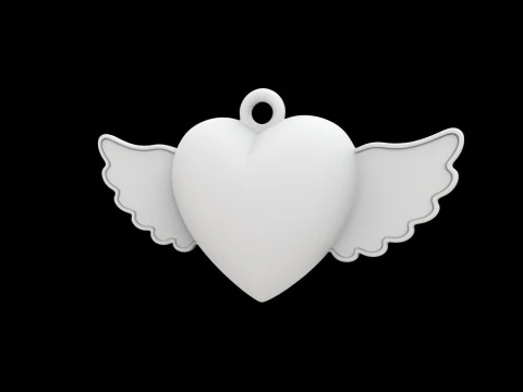 Winged Heart Pendant 3D Printable Model 3D Print Model