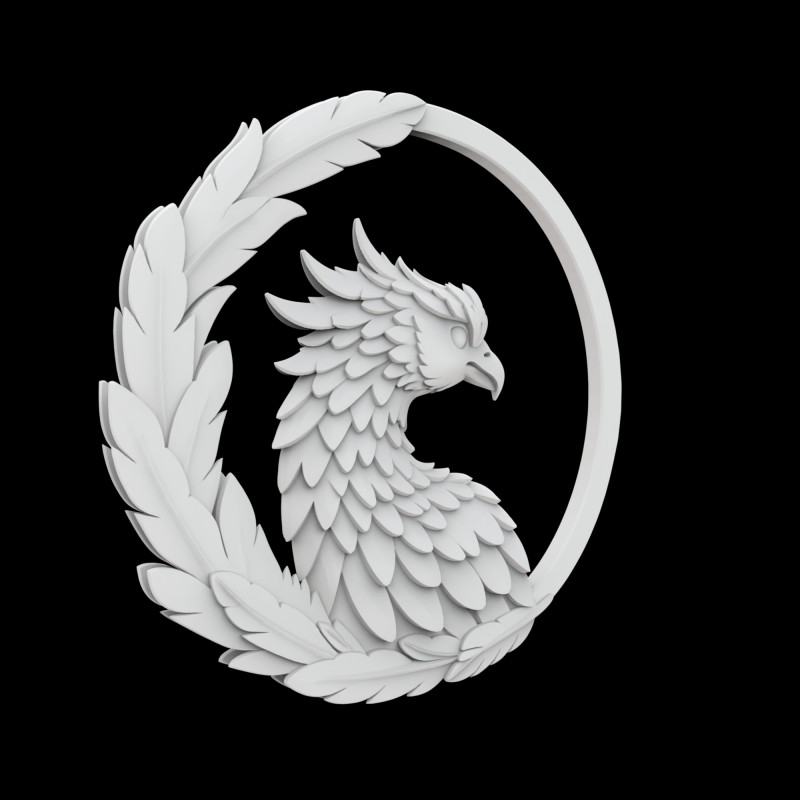 Elegant Phoenix with Feathered Frame Pendant 3D Printable Model 3D Baskı Modeli .c4d .max .obj .3ds .fbx .stl .blend 