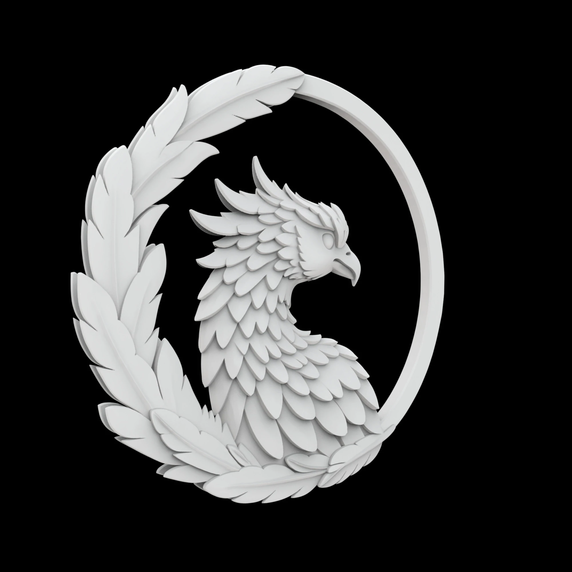 Elegant Phoenix with Feathered Frame Pendant 3D Printable Model 3D Print Model .c4d .max .obj .3ds .fbx .stl .blend 