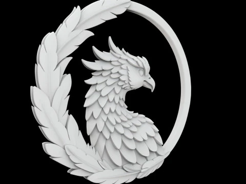 Elegant Phoenix with Feathered Frame Pendant 3D Printable Model 3D Print Model