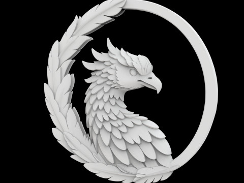 Elegant Phoenix with Feathered Frame Pendant 3D Printable Model 3D Baskı Modeli