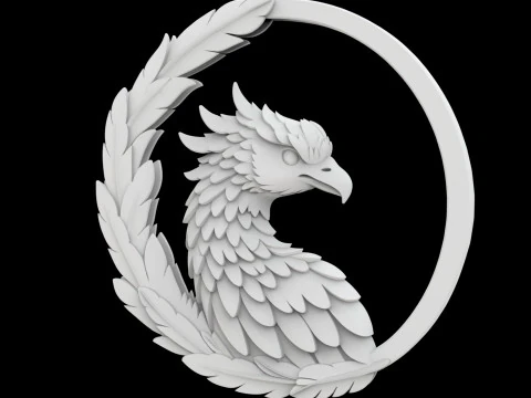 Elegant Phoenix with Feathered Frame Pendant 3D Printable Model 3D Print Model