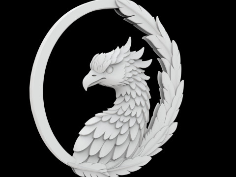 Elegant Phoenix with Feathered Frame Pendant 3D Printable Model 3D Baskı Modeli