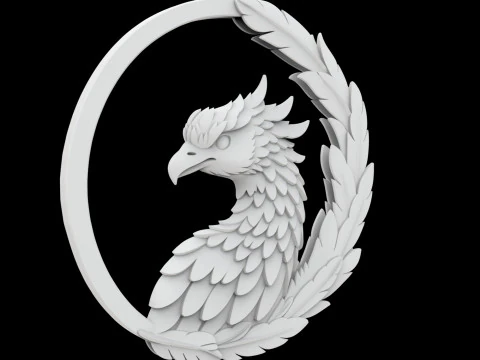 Elegant Phoenix with Feathered Frame Pendant 3D Printable Model 3D Print Model