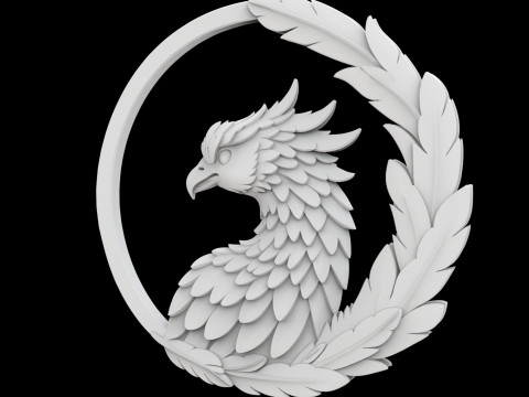 Elegant Phoenix with Feathered Frame Pendant 3D Printable Model 3D Baskı Modeli