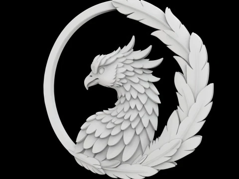 Elegant Phoenix with Feathered Frame Pendant 3D Printable Model 3D Print Model