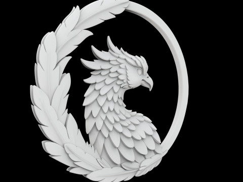 Elegant Phoenix with Feathered Frame Pendant 3D Printable Model 3D Baskı Modeli