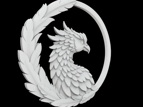 Elegant Phoenix with Feathered Frame Pendant 3D Printable Model 3D Print Model