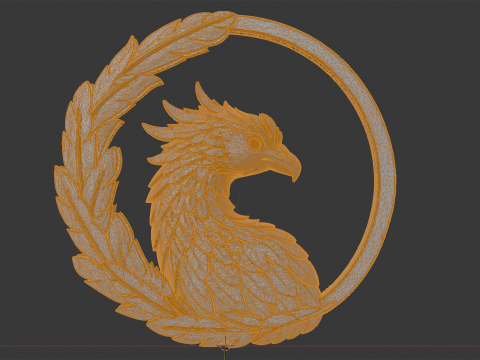 Elegant Phoenix with Feathered Frame Pendant 3D Printable Model 3D Baskı Modeli