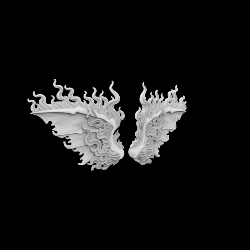 Fiery Demonic Wings with Flame Accents 3D Printable Model 3D Druckmodell .c4d .max .obj .3ds .fbx .stl .blend 