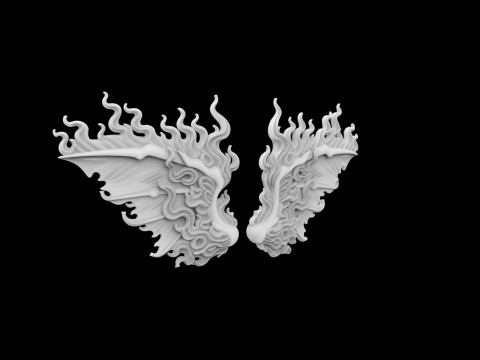 Fiery Demonic Wings with Flame Accents 3D Printable Model 3D Druckmodell