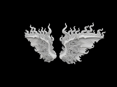 Fiery Demonic Wings with Flame Accents 3D Printable Model 3D Druckmodell