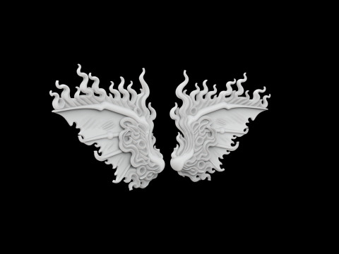 Fiery Demonic Wings with Flame Accents 3D Printable Model 3D Druckmodell