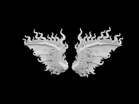 Fiery Demonic Wings with Flame Accents 3D Printable Model 3D Druckmodell