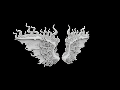 Fiery Demonic Wings with Flame Accents 3D Printable Model 3D Druckmodell