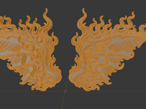 Fiery Demonic Wings with Flame Accents 3D Printable Model 3D Print Model