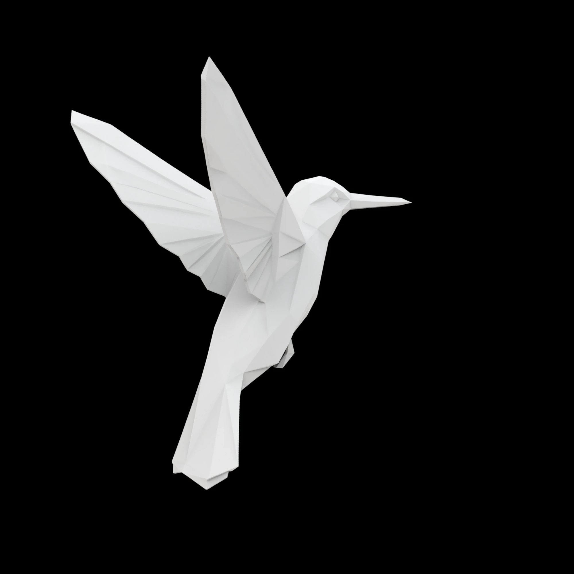 Geometric Hummingbird Sculpture 3D Print Model .c4d .max .obj .3ds .fbx .stl .blend